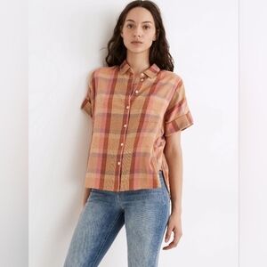 Madewell Daily Shirt in Neon Madras Plaid sz Xs